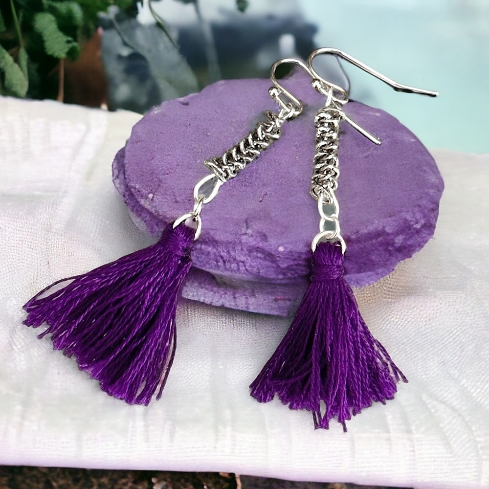 5 For $25💫Trendy Purple Hippie Gypsy Tassels Earrings Dangles